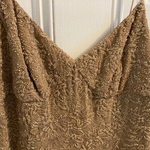 CARMEN MARK VALVO SPAG STRAP GOLD SLIP DRESS--New! Never Worn - Sale! 2nd MD!